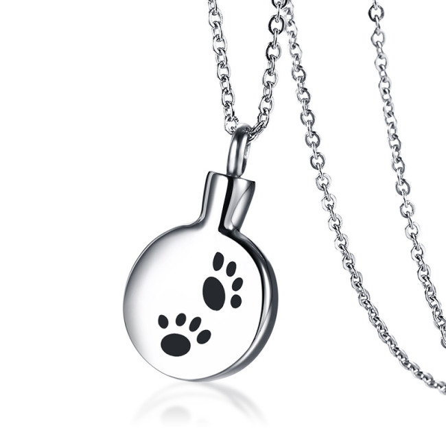 Wholesale Stainless Steel Dog Paw Print Urn Necklace
