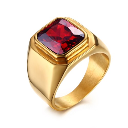 Stainless Steel Ring Red Stone