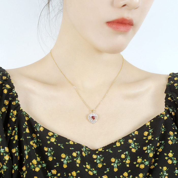 Wholesale Copper Heart Pendant with Steel Necklace