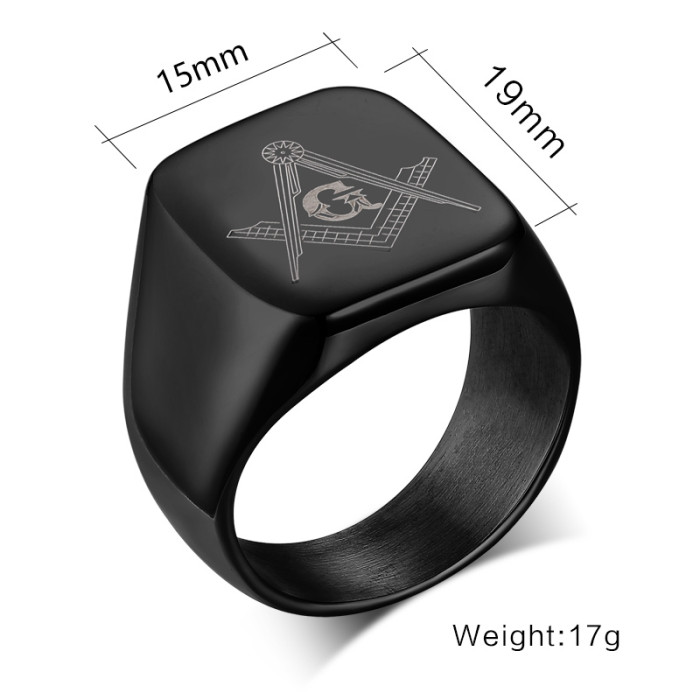 Masonic Jewelry Black Ring Stainless Steel Wholesale