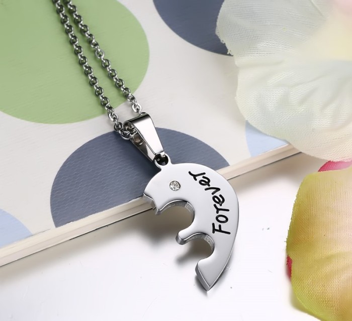 Wholesale Stainless Steel Best Friend Pendants with CZ