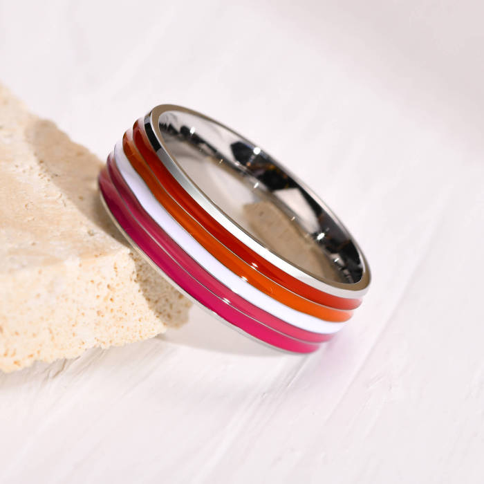 Wholesale Stainless Steel Enamel Band Ring