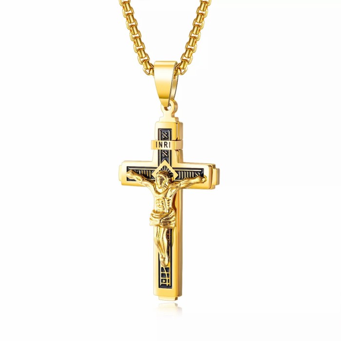 Wholesale Stainless Steel New Mens Jesus Crucifix Cross Pendant Necklace