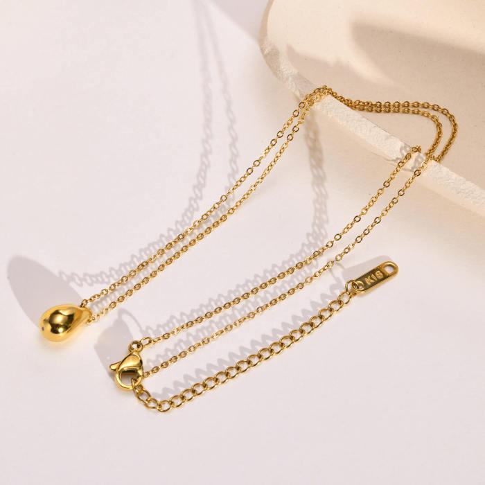 Stainless Steel Water Drop Pendant Necklace