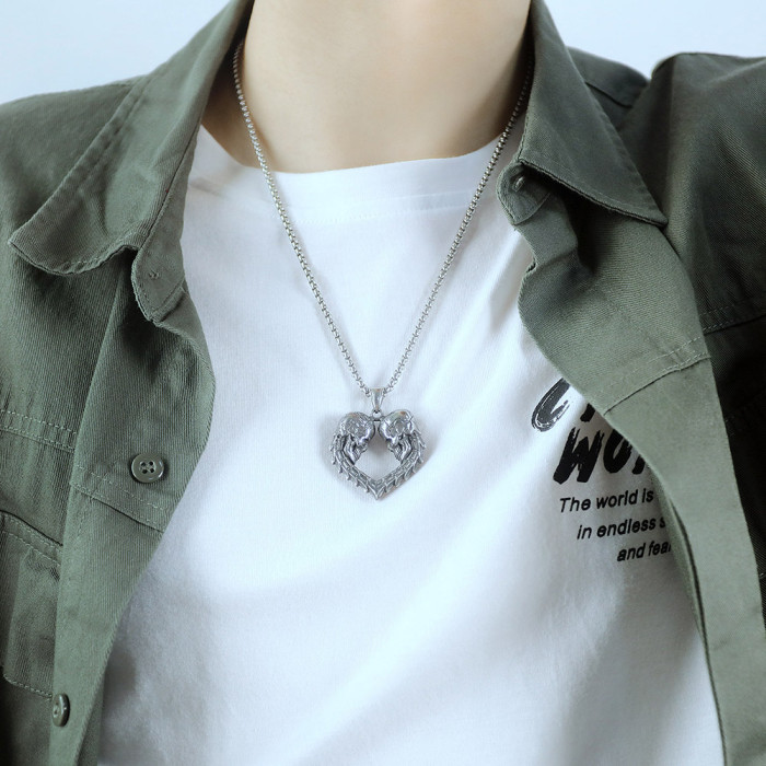 Wholesale Stainless Steel Skull Heart Pendant