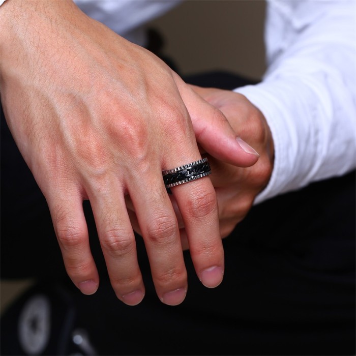 Wholesale 8mm Rotatable Chain Ring For Men Women Stainless Steel Rings Male Jewelry