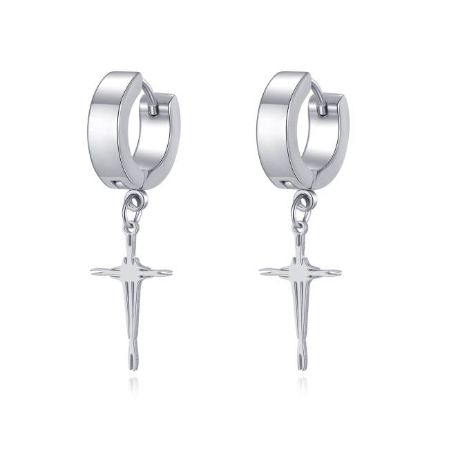 Wholesale Stainless Steel Hoop Earring with Cross