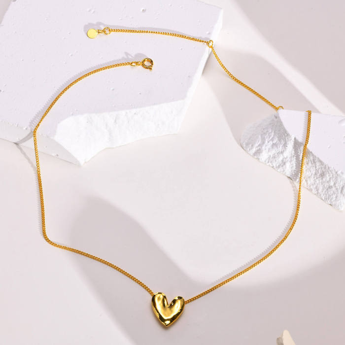 Wholesale Copper Heart Shaped Necklace Gold