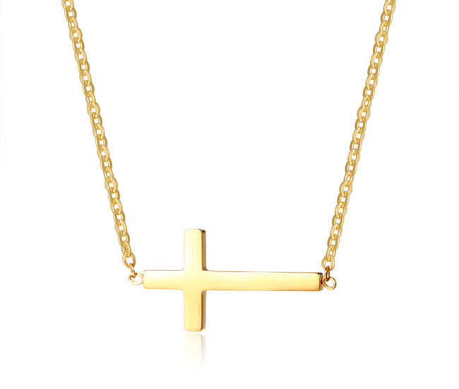 Wholesale Womens Stainless Steel Horizontal Cross Necklace