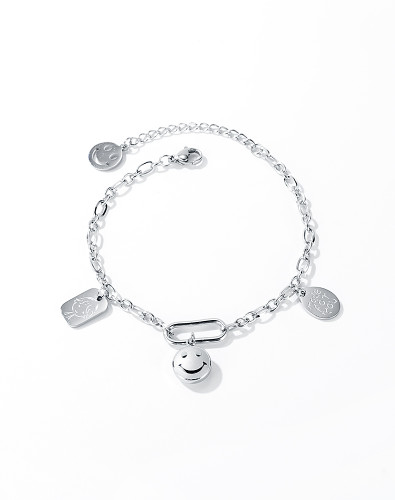 Wholesale Stainless Steel Happy Face Charm Bracelet