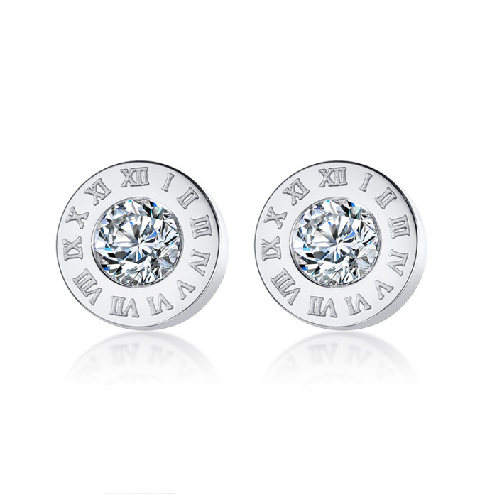 Wholesale Stainless Steel Round CZ Solitaire Stud Earrings