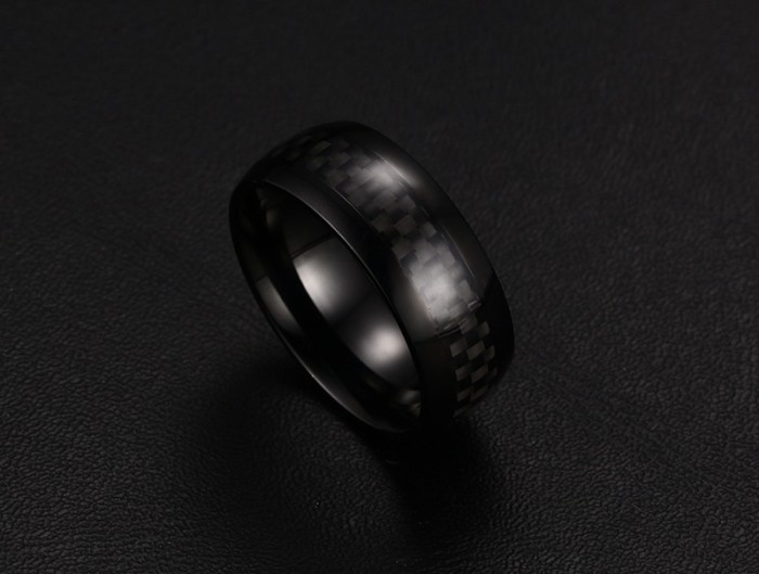 8mm Black Carbin Fiber Stainless Steel Ring for Amazon Sale