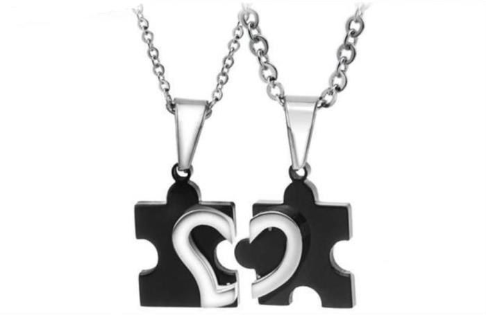 Stainless Steel Couple Pendant Necklace