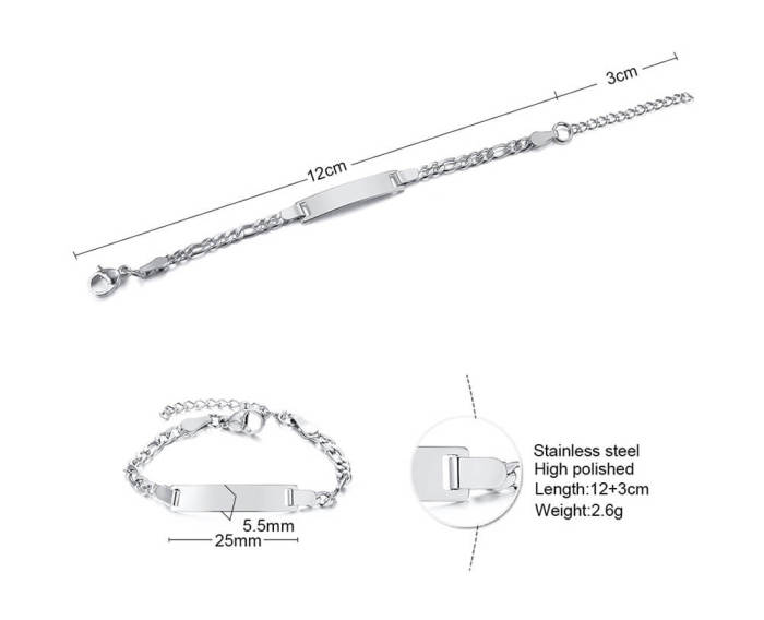 Wholesale Stainless Steel Personalized Bracelet for Child Baby Boy Girl