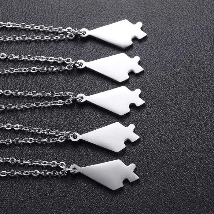 Wholesale Stainless Steel Whole Family Interlocking Puzzle Necklace Set