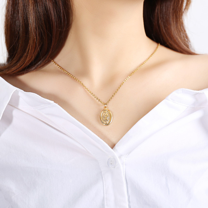 Wholesale Stainless Steel Virgin Mary Goddess Pendants Necklace