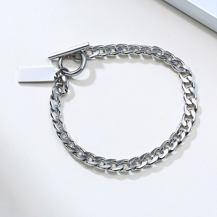 Wholesale Stainless Steel Personality Word Buckle Punk Bracelet