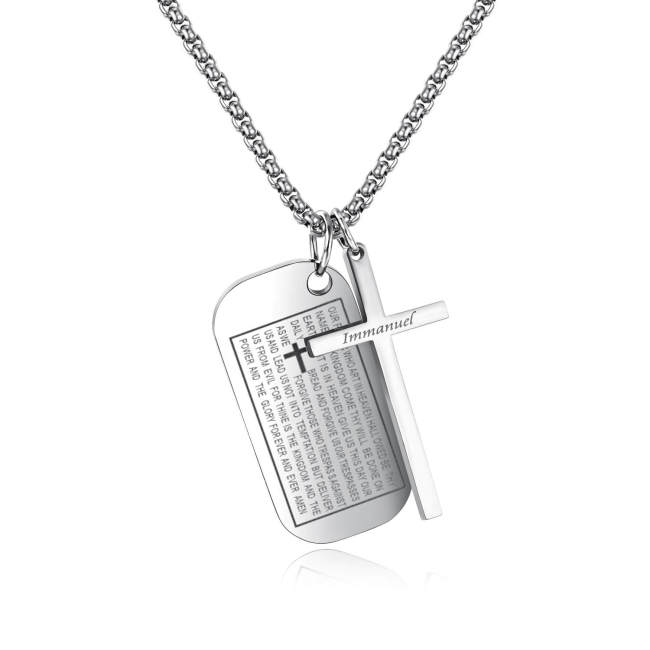 Wholesale Steel Bible Dog Tag with Cross