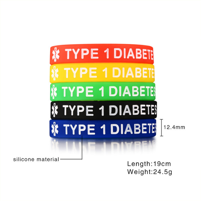 Wholesale Type 1/2 Diabetes Medical Alert ID Wristband Bracelet