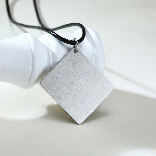 Wholesale Stainless Steel Engravable Square Pendant Necklace