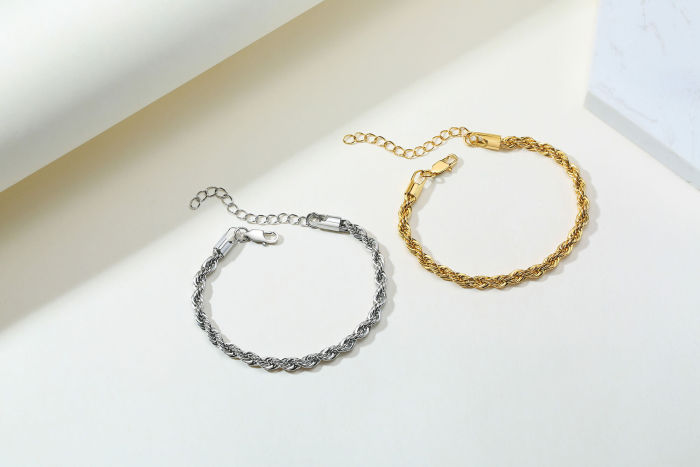 Wholesales Stainless Steel Twist Chain Bracelet