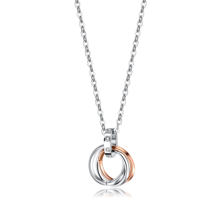 Wholesale Stainless Steel Triple Ring Pendant Necklace