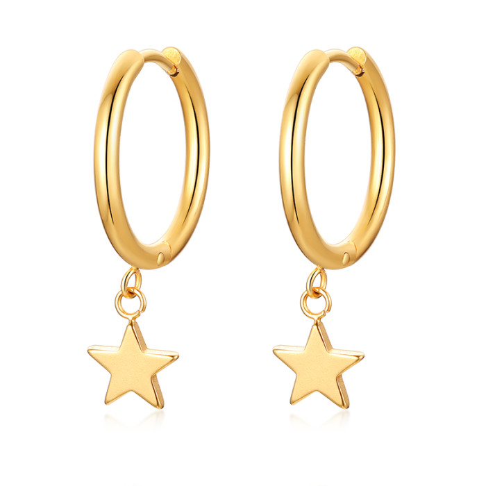 Wholesale Stainless Steel Dainty Star Hoop Earrings