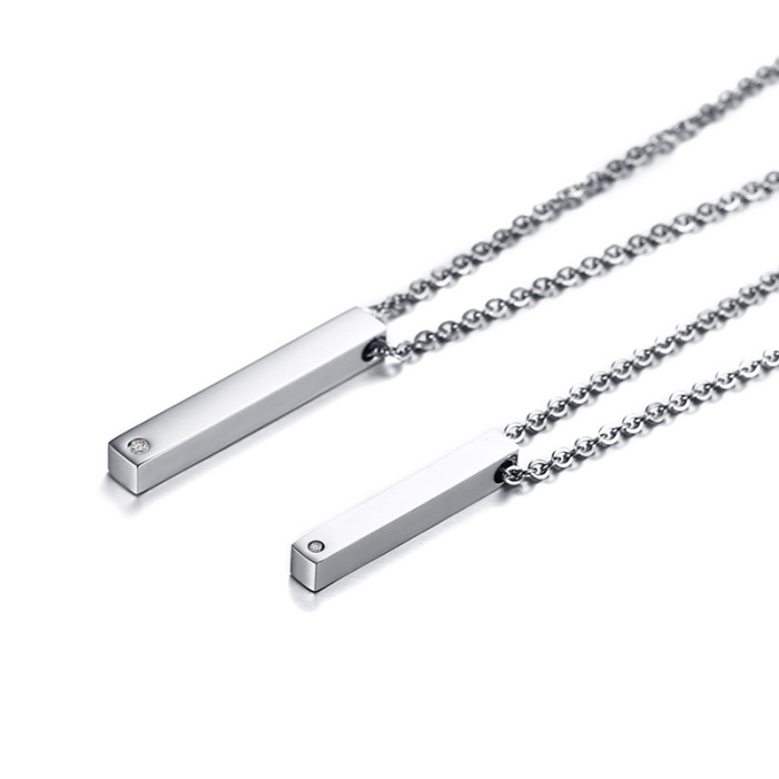 Wholesales Stainless Steel Couple Bar Necklace