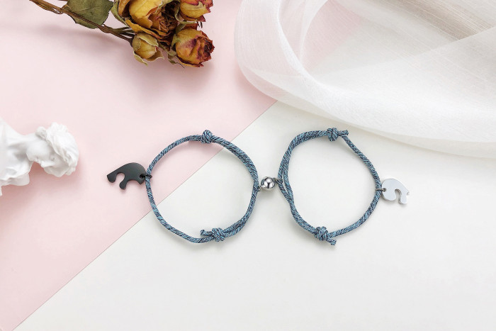 Wholesale Couple Rope Bracelet with Matching Heart