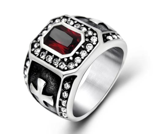 Wholesale Onyx Men Stainless Steel Iron Cross Rings