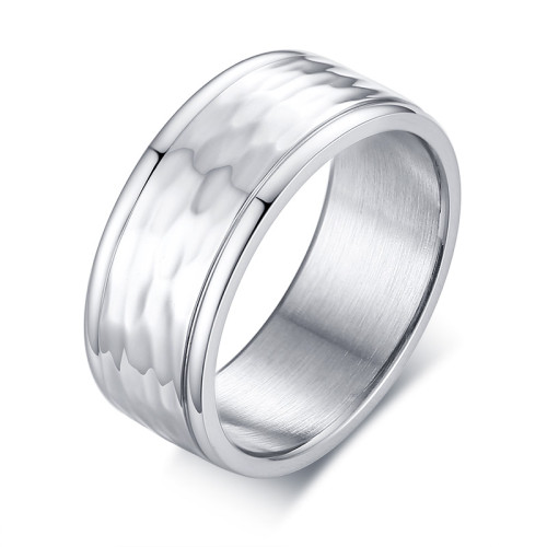 Wholesale Stainless Steel Mens Fancy Hammered Wedding Band