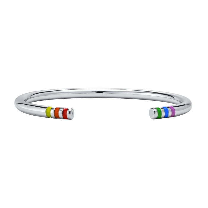 Wholesale Stainless Steel Open Bangle with Rainbow
