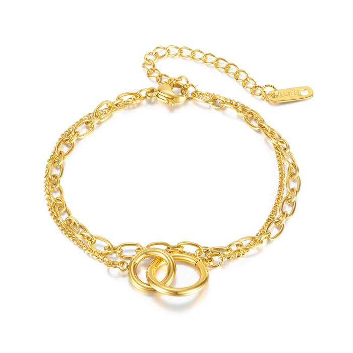 Wholesale Stainless Steel Women Double Chain Bracelet