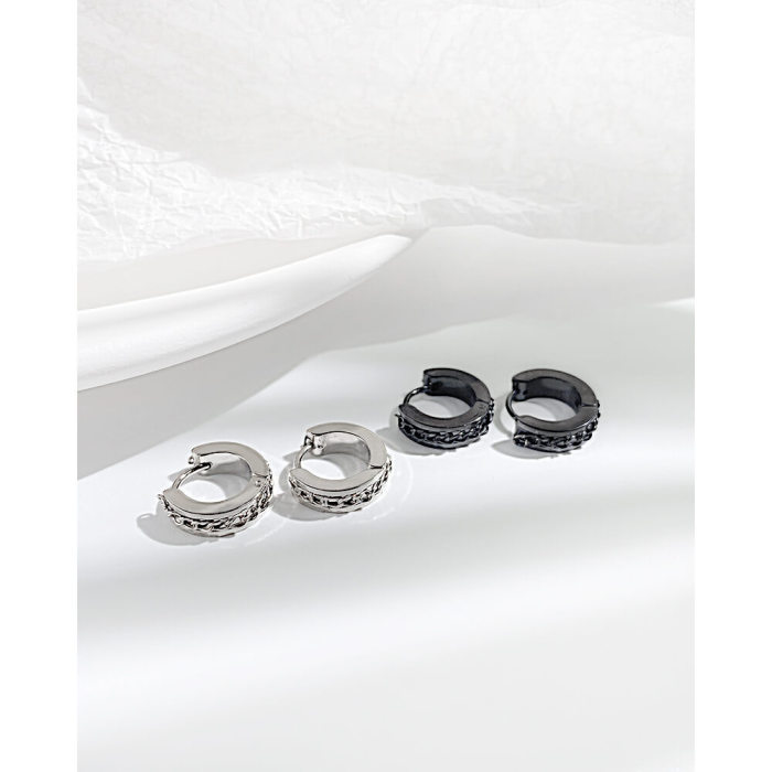 Wholesale Stainless Steel Chain Inlay Huggie Earring
