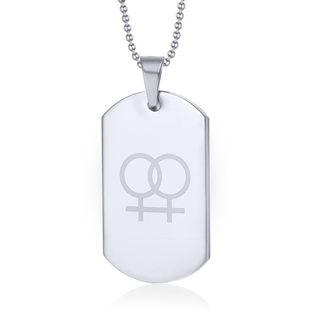 Stainless Steel Double Femal Symbol Laser Lesbain Dog Tag