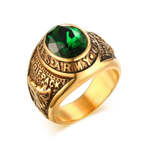 Stainless Steel Gold Plated Army Ring