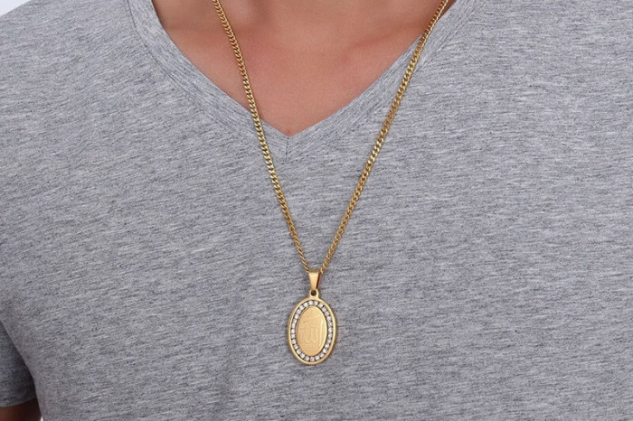 Wholesale Allah Oval Pendant with CZs