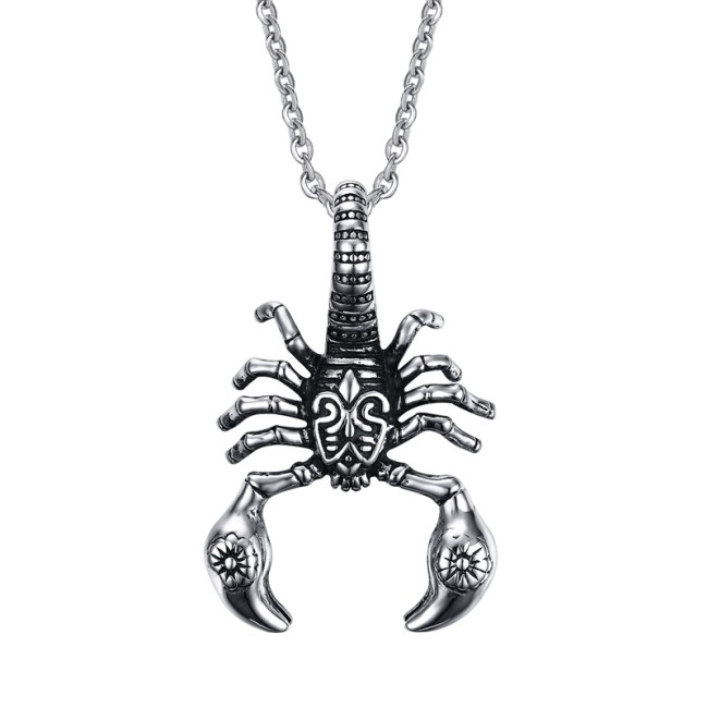 Mens Stainless Steel Scorpion Pendant Necklace
