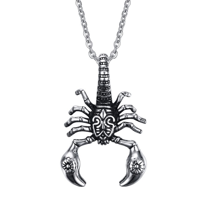 Mens Stainless Steel Scorpion Pendant Necklace