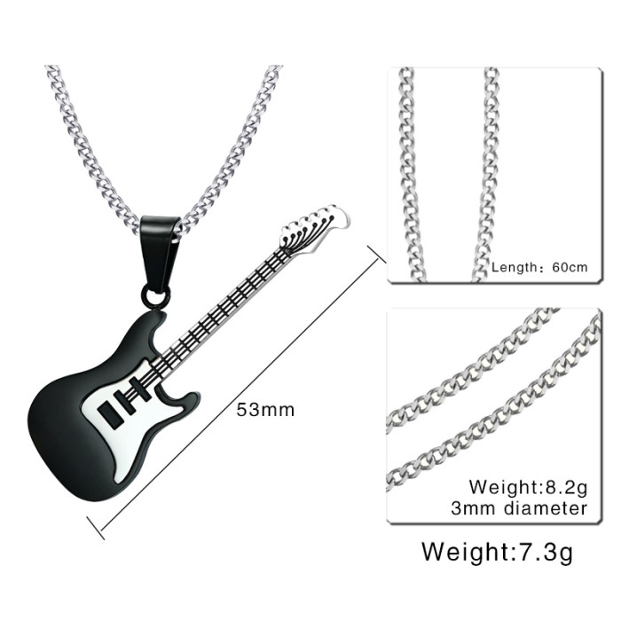 Fashion Stainless Steel Black Guitar Necklaces Wholesale