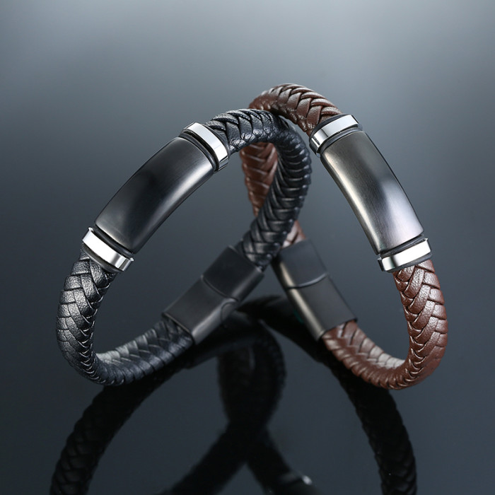 Wholesale Stainless Steel Blanks of Leather Bracelets