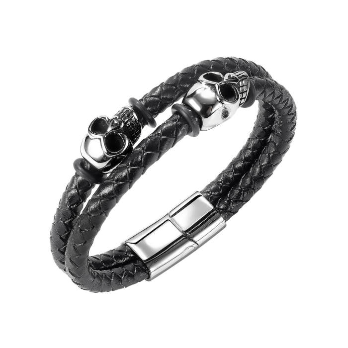 Wholesale Leather Bracelet with Skulls