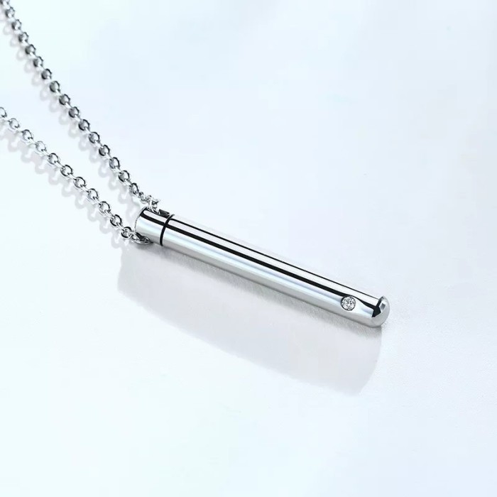 Wholesale Stainless Steel Cylinder Cremation Urn Pendant Necklace