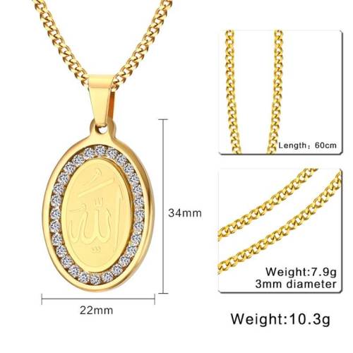 Wholesale Allah Oval Pendant with CZs
