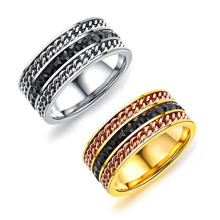 Wholesale Stainless Steel Cubic Zirconia Wedding Bands