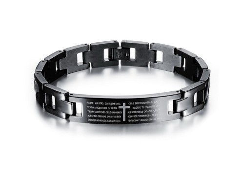 Wholesale Stainless Mens Black Cross Bible Bracelet