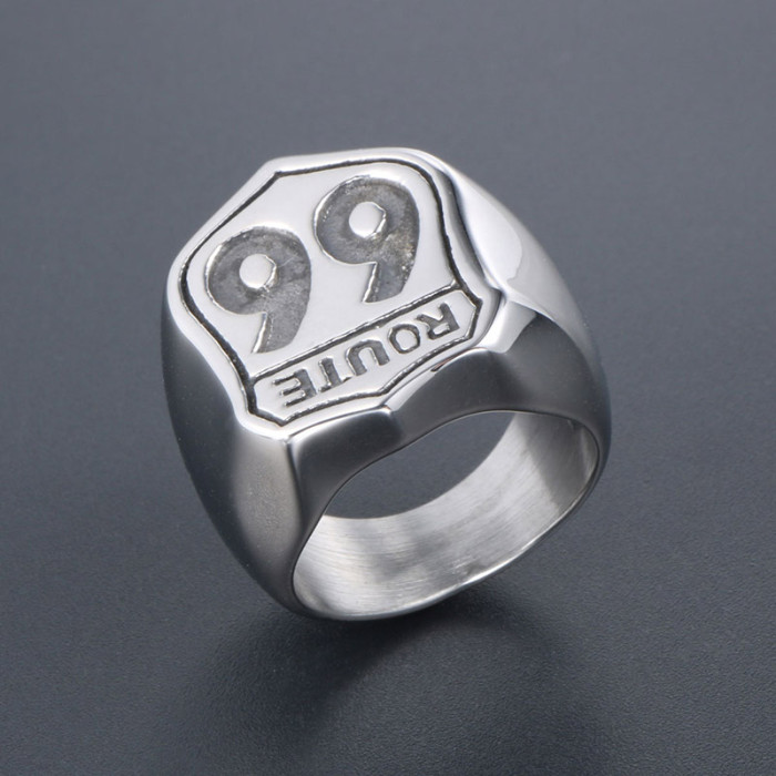 Wholesale Fashion Stainless Steel Usa Biker Road Route 66 Ring For Men Motor Biker Jewelry Rings
