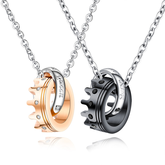 Wholesale Stainless Steel Her King and His Queen Necklace