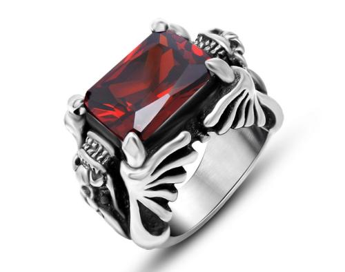 Wholesale Rings Mens Double Dragon CZ Sword 316L Stainless Steel Ring Fashion Jewellery