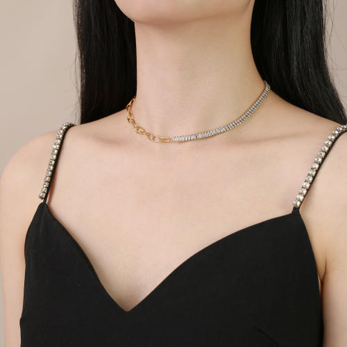Wholesale Stainless Steel OT Clasp CZ Necklace
